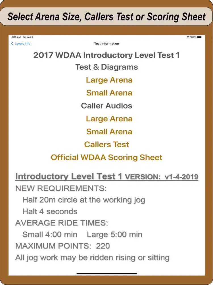 2017 WDAA Dressage Tests iPad  スクリーンショット